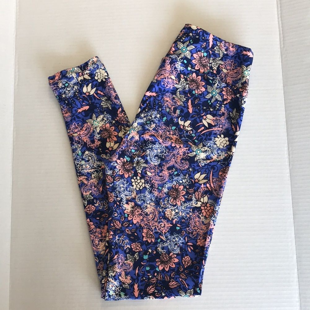 LuLaRoe Print Leggings Comfort Stretch Elastic Waist OS--One Size‎ 4 PAIR BUNDLE